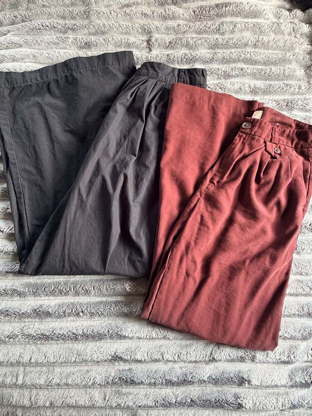 Set of 2 High-Rise Pleated Wide-Leg Trousers Size S/4 Black & Brown Office Chic